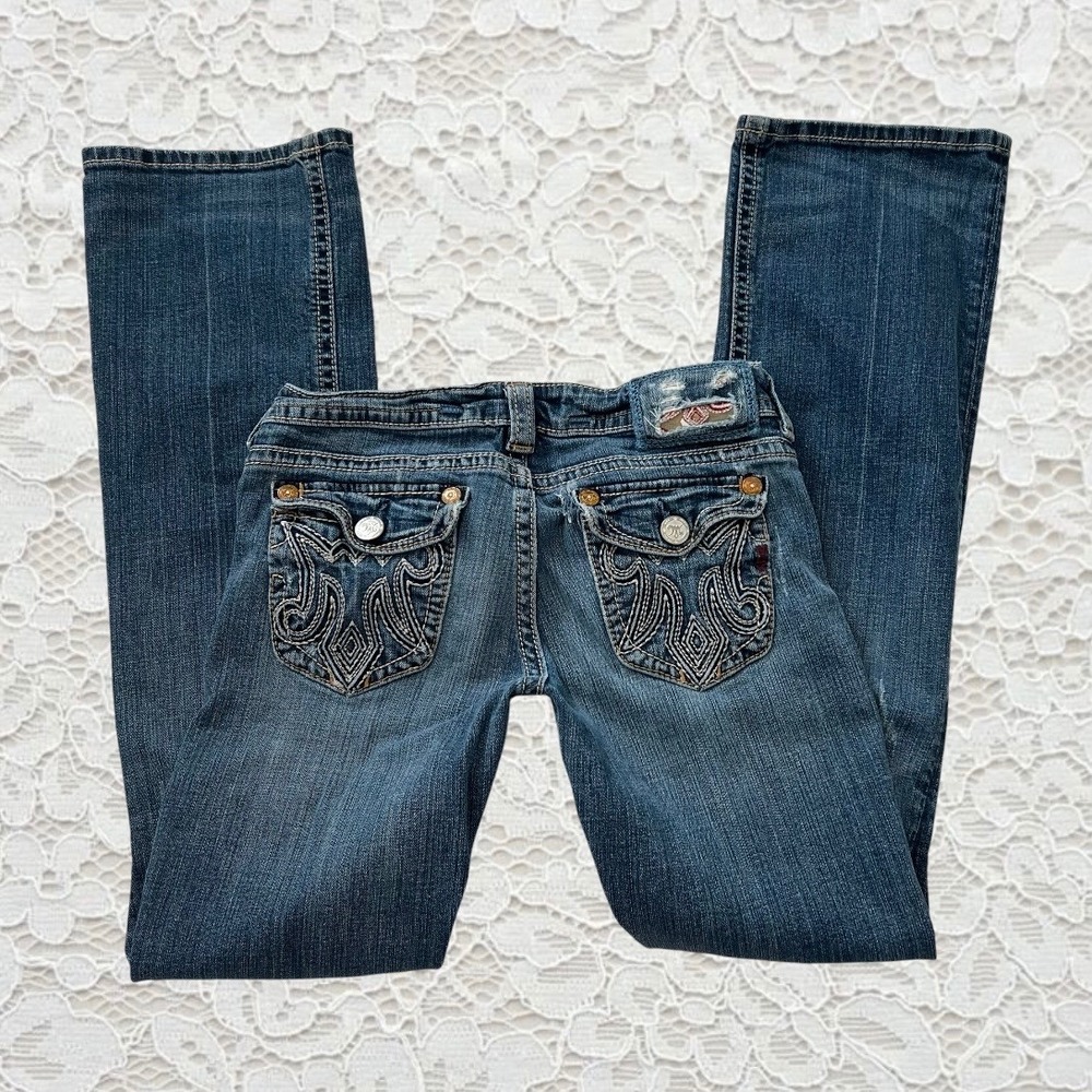 vintage y2k embroidered low rise bootcut jeans